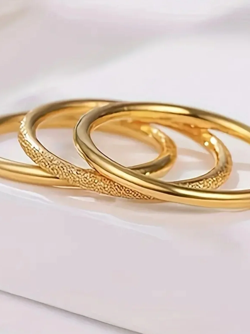 18 KT Gold Over Titanium Stacking Rings Set 7 - Picture 3 of 3